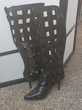 Black Cutout Over-the-Knee Boots